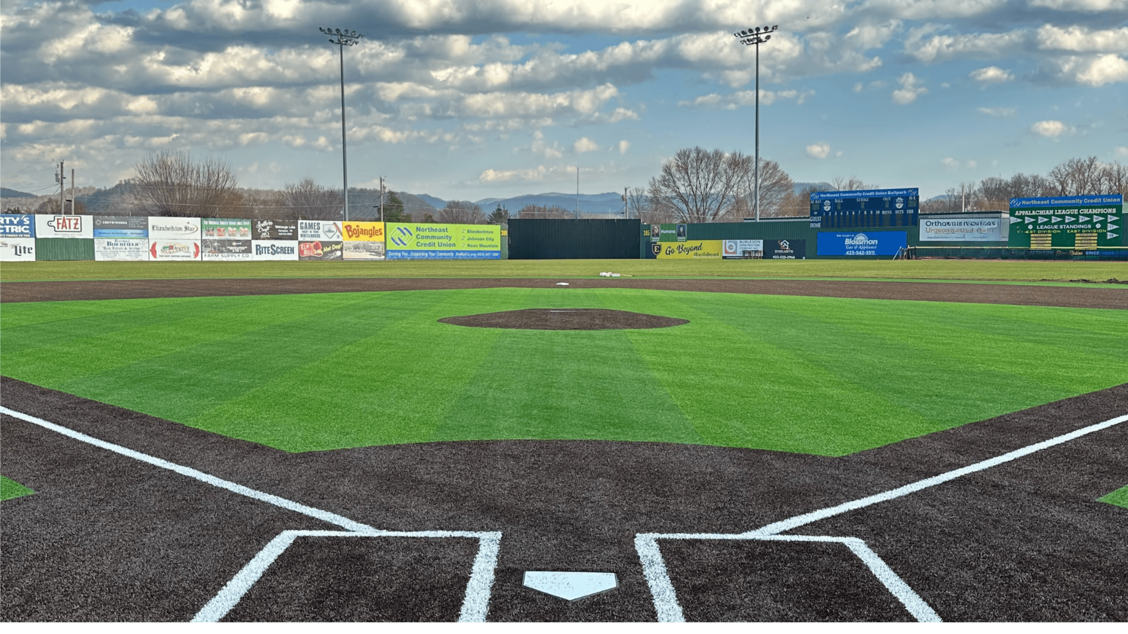 Baseball diamond at Joe O'Brien Field with mountain backdrop